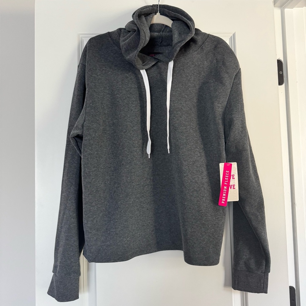 NWT PINK Gray Hoodie Sweater